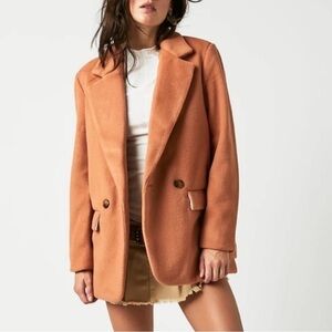 New Free People Mari Solid Blazer Jacket Coat Terra Cotta New NWOT